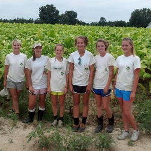 seasonal workforce group photo in tobacco field - Carolina Precision